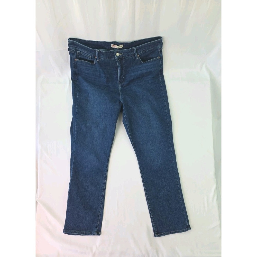 Levi's Signature Slimming Straight Jeans Women 40x30.5 Blue High Rise Irregular